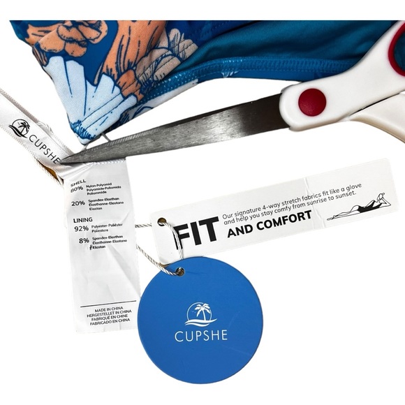 Cupshe Seafoam Garden One Piece Swimsuit with Tummy Control in Teal Floral NWT - Picture 15 of 16